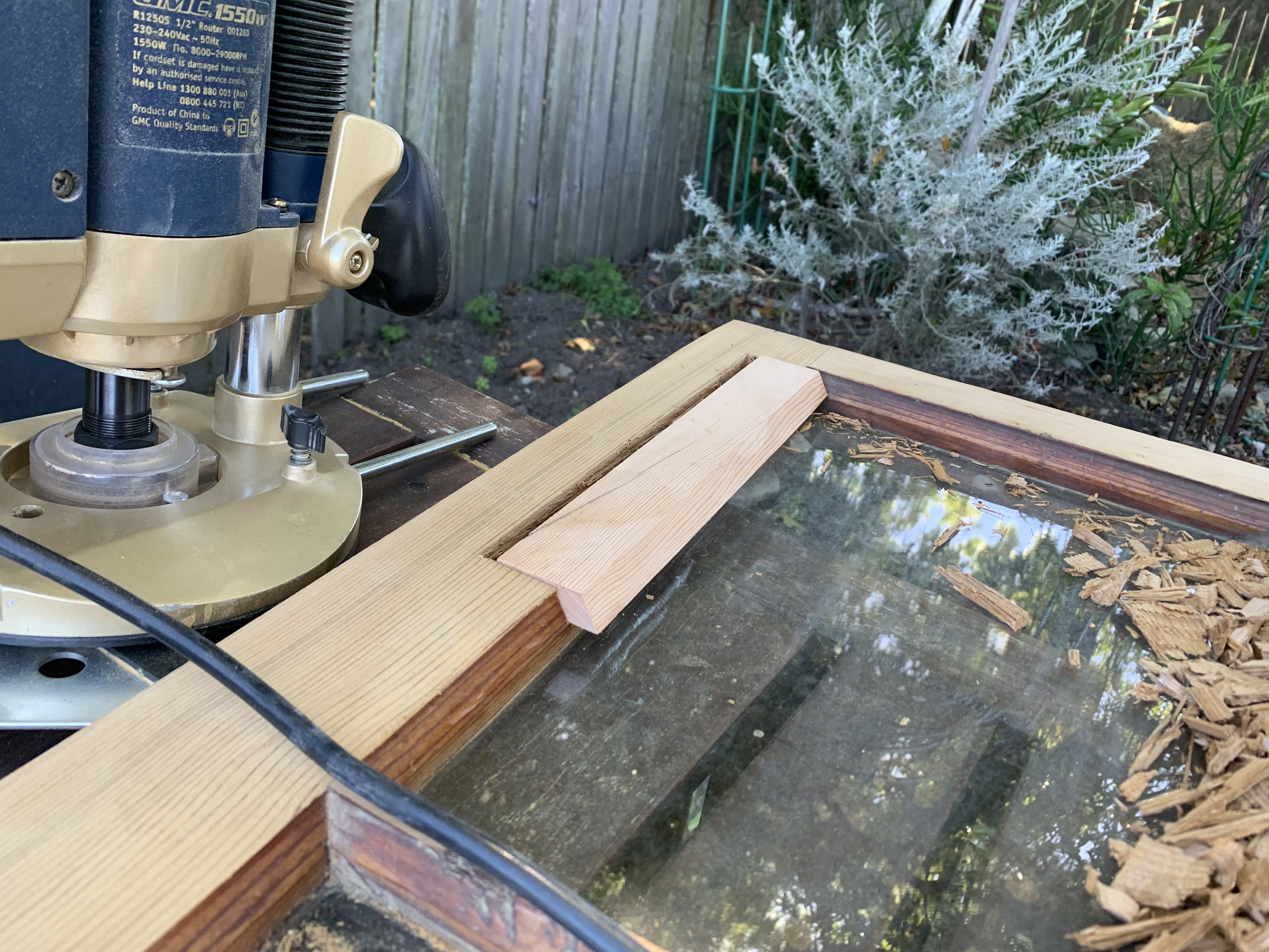 Fitting the inset to fix the door gouge