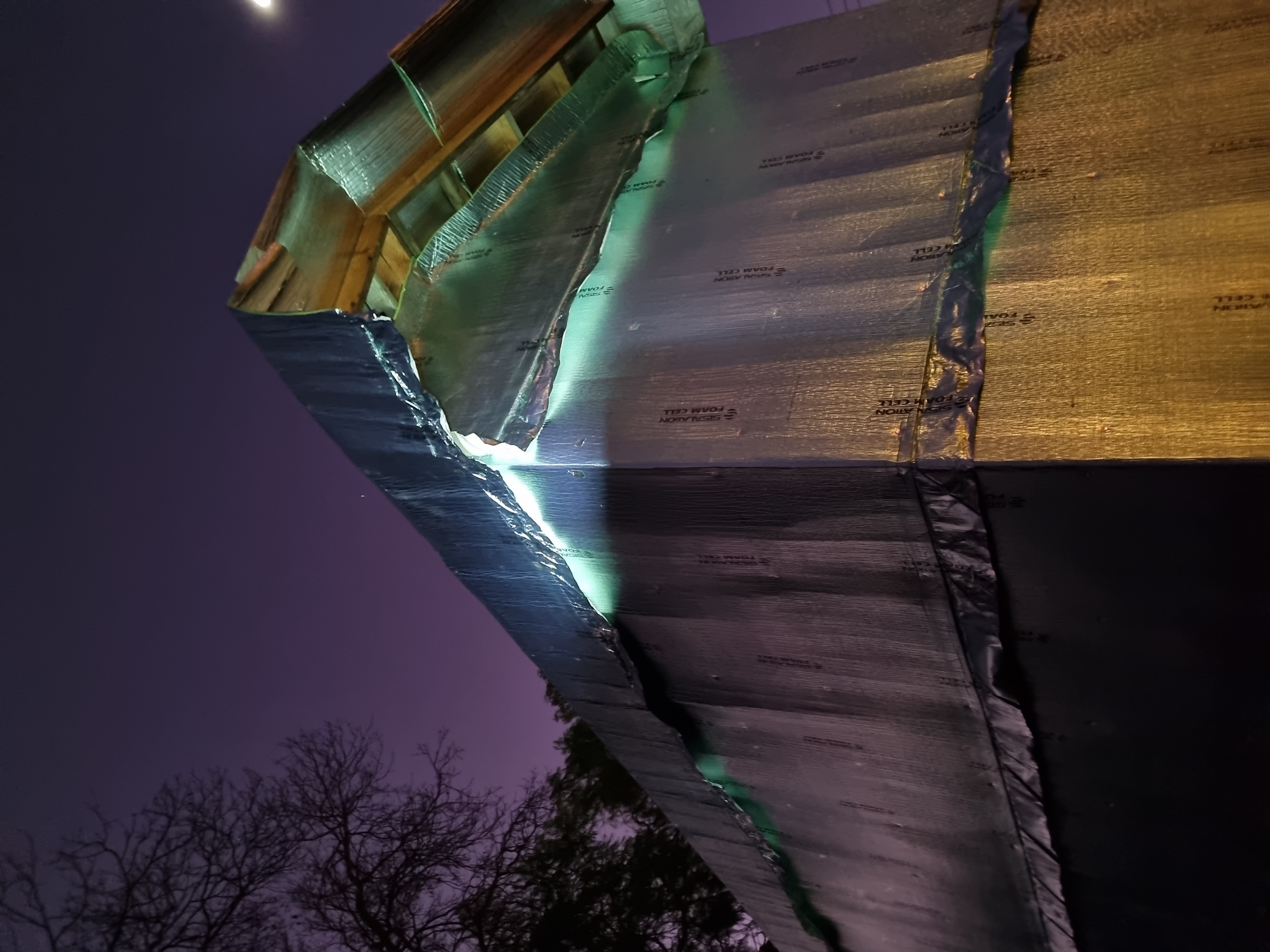 The house wrapped at night