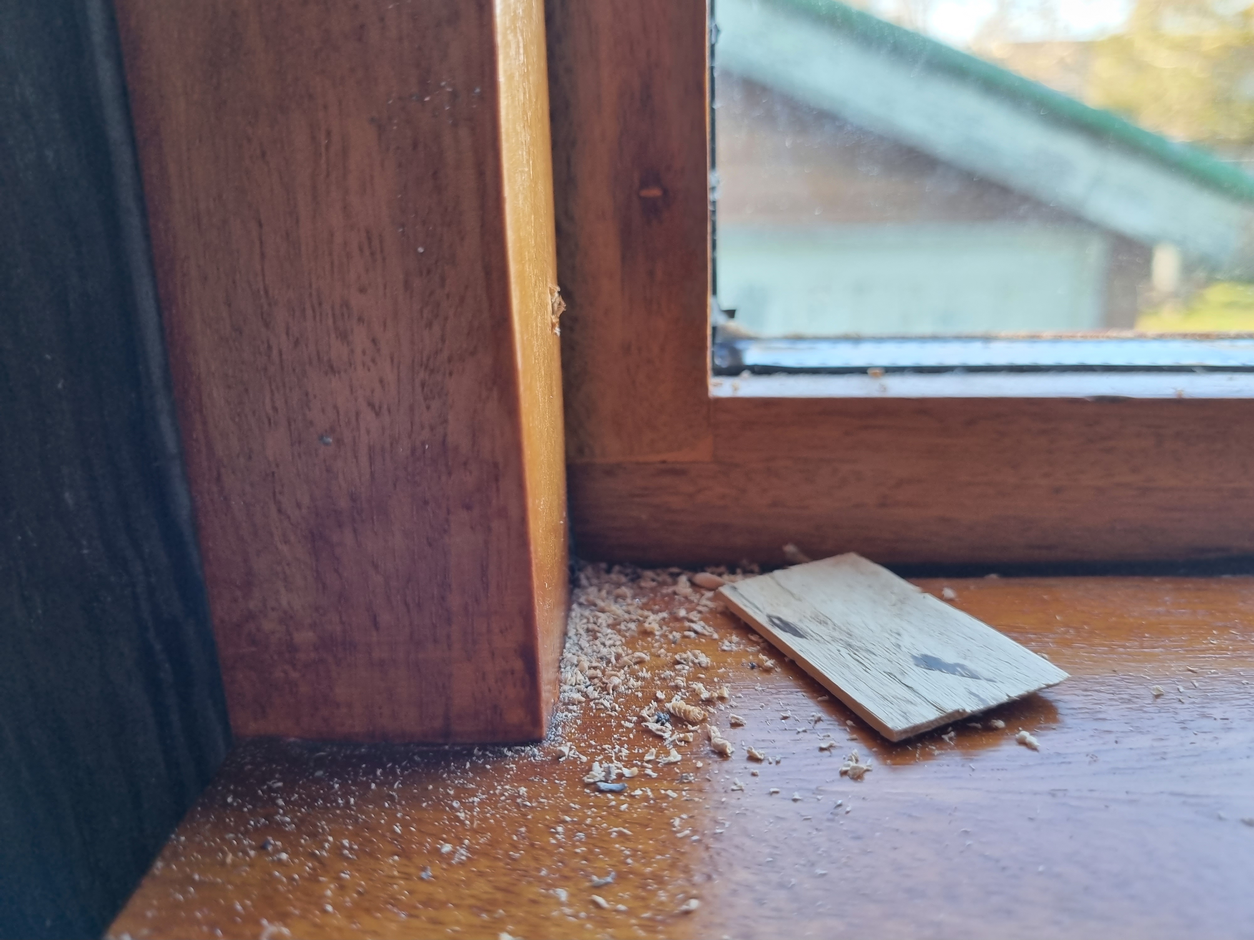 Installed window corner